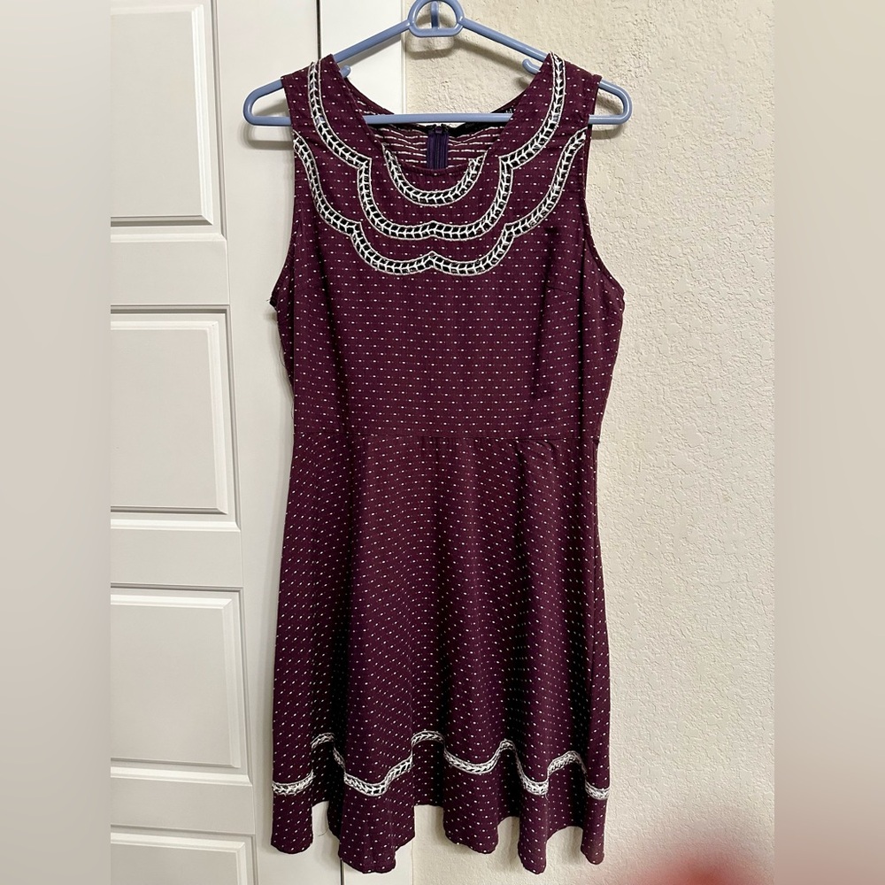 Doe & Rae Burgundy Mini Dress with White Trim